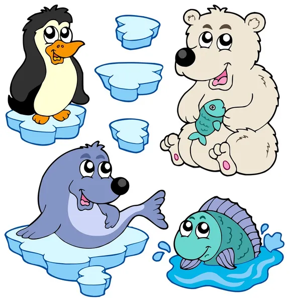Arctic animals collection — Stock Vector