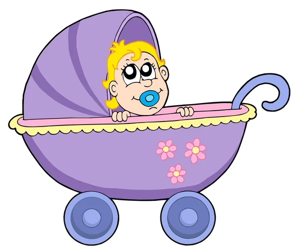 Baby in buggy vector illustration — Stock Vector