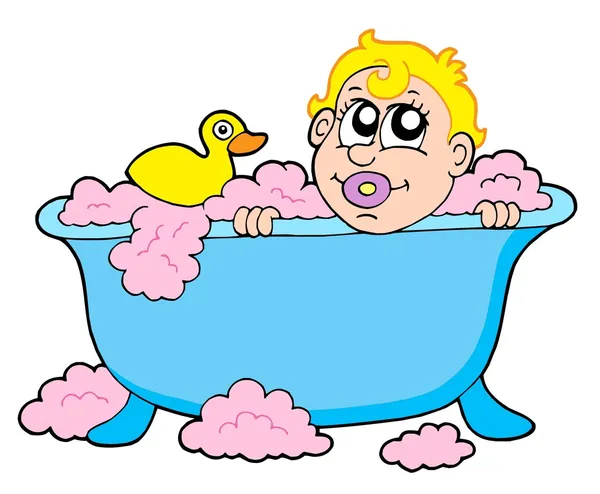 Bebê em banho — Vetor de Stock