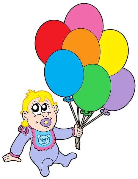 Baby med ballonger — Stock vektor