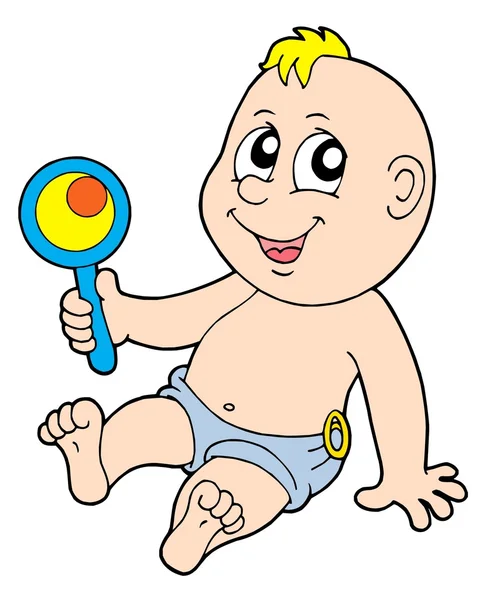 Baby mit Rasselvektorillustration — Stockvektor