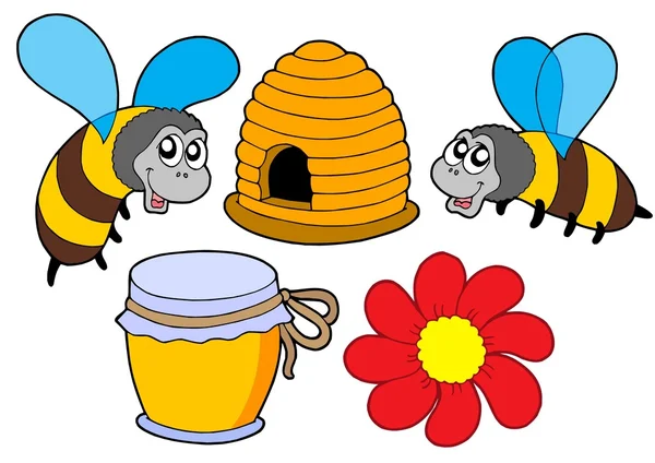 蜜蜂和蜂蜜的收集 — 图库矢量图片
