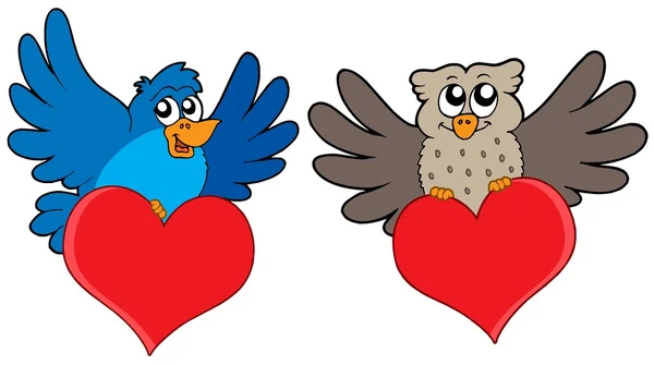 Птицы с сердцами — стоковый вектор