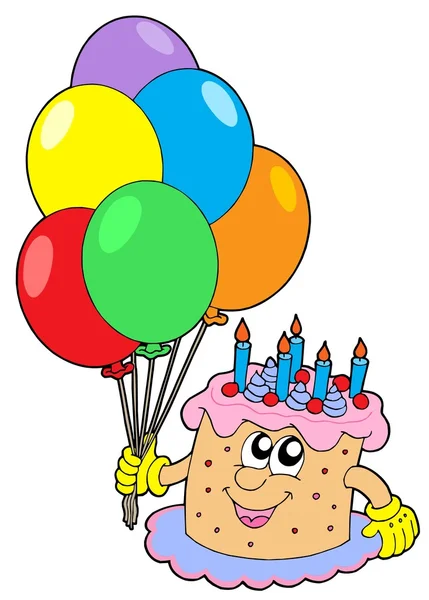 Birthday cake with balloons — Stock Vector