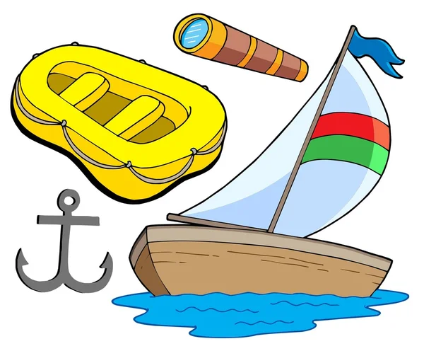 Čluny a plachetnice kolekce — Stockový vektor