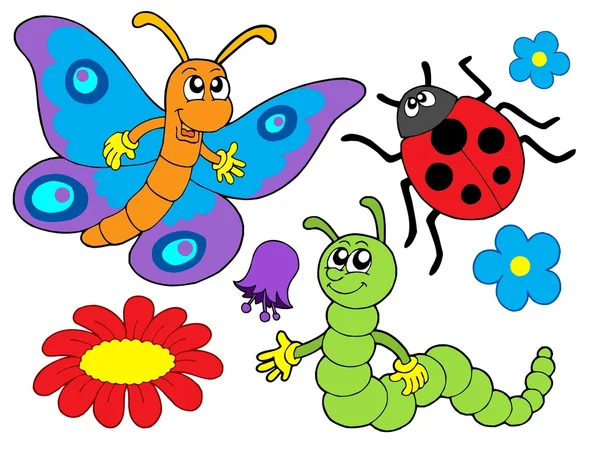 Bug et illustration de fleurs — Image vectorielle