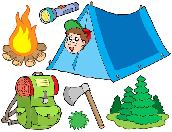Colección camping — Vector de stock