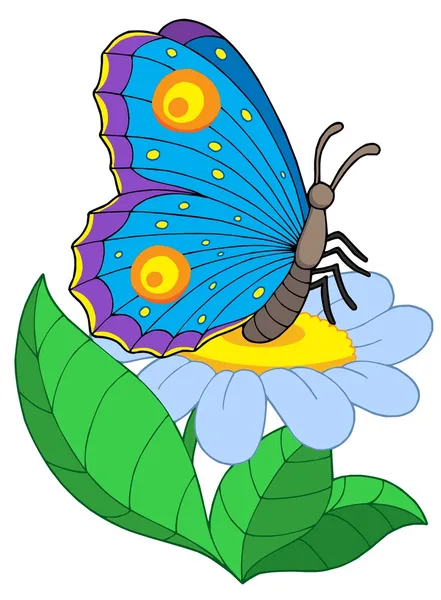 Motýl s květinou — Stockový vektor