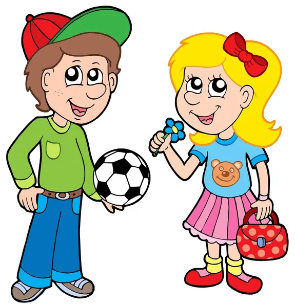 Cartoon jongen en meisje — Stockvector