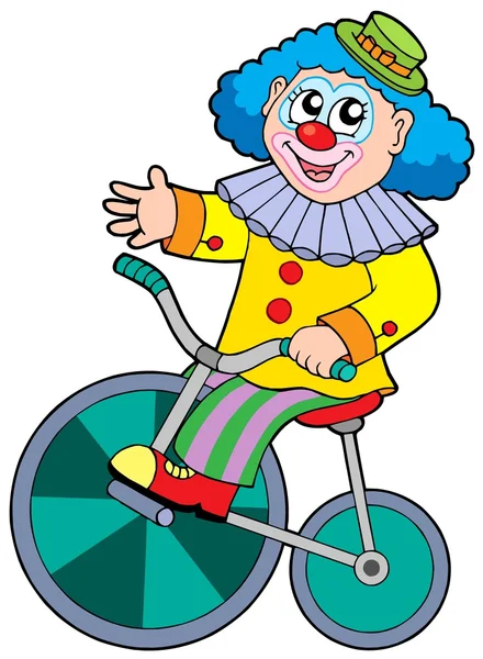 Cartoon clown paardrijden fiets — Stockvector