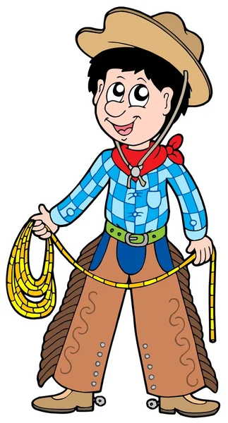 Cowboy dos desenhos animados com laço — Vetor de Stock
