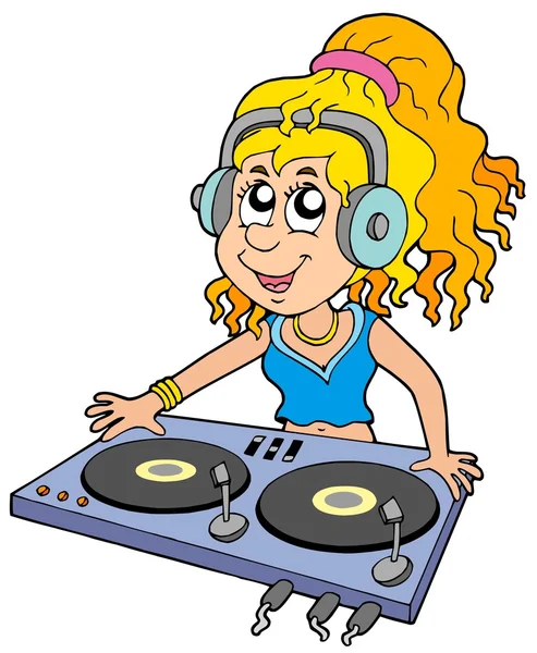 Gadis DJ kartun - Stok Vektor