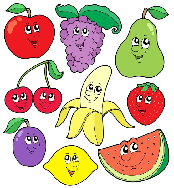 Coleção de frutas dos desenhos animados 1 — Vetor de Stock