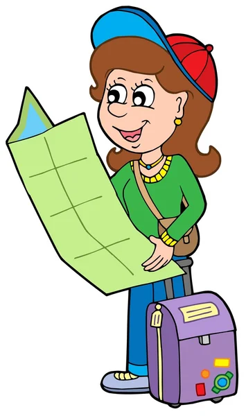 Cartoon meisje reiziger — Stockvector