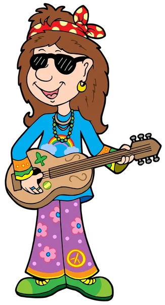 Cartoon hippie musicista — Vettoriale Stock