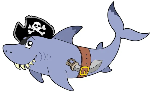 Tubarão pirata dos desenhos animados — Vetor de Stock