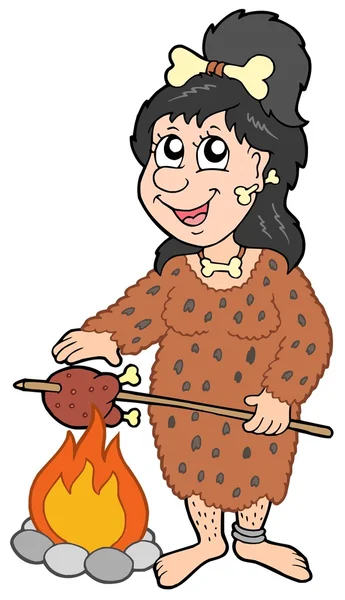 Dibujos animados mujer prehistórica — Vector de stock