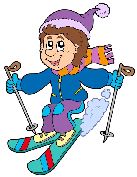 Kreslený lyžování chlapce — Stockový vektor