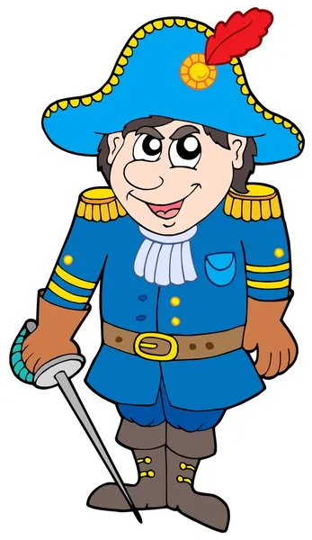 Γελοιογραφία στρατιώτης με τη στολή μπλε — Διανυσματικό Αρχείο