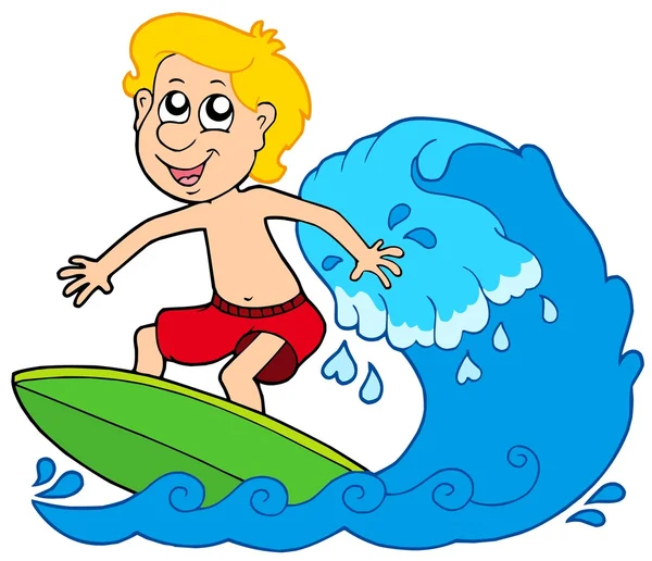 Γελοιογραφία surfer αγόρι — Διανυσματικό Αρχείο