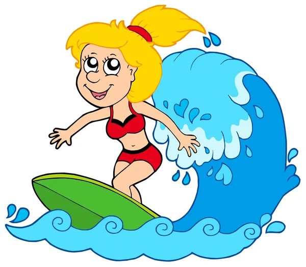 Cartoon surfer girl — Stockvector