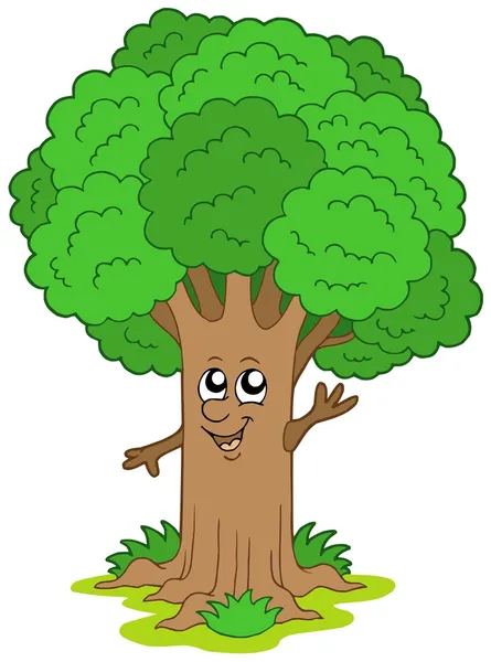 Personaje árbol de dibujos animados — Vector de stock