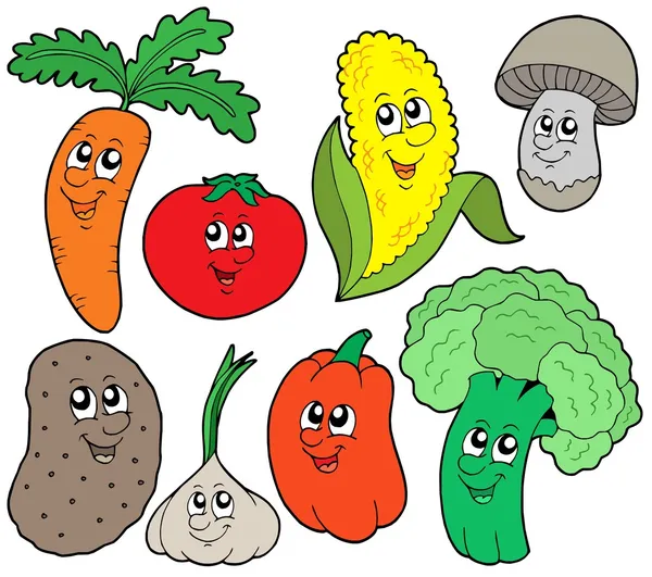 Colección de verduras de dibujos animados 1 — Vector de stock