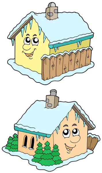 Karikatür kış evleri — Stok Vektör