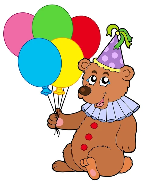Clown bear with balloons — Stock Vector