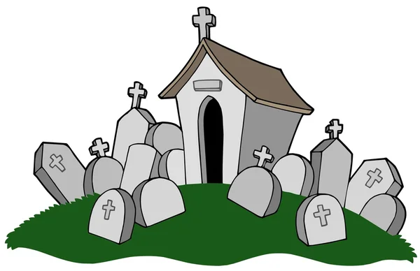 Cementerio con tumba — Vector de stock