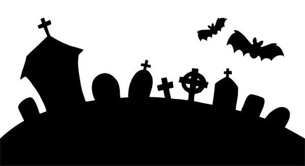 Silhouette del cimitero — Vettoriale Stock