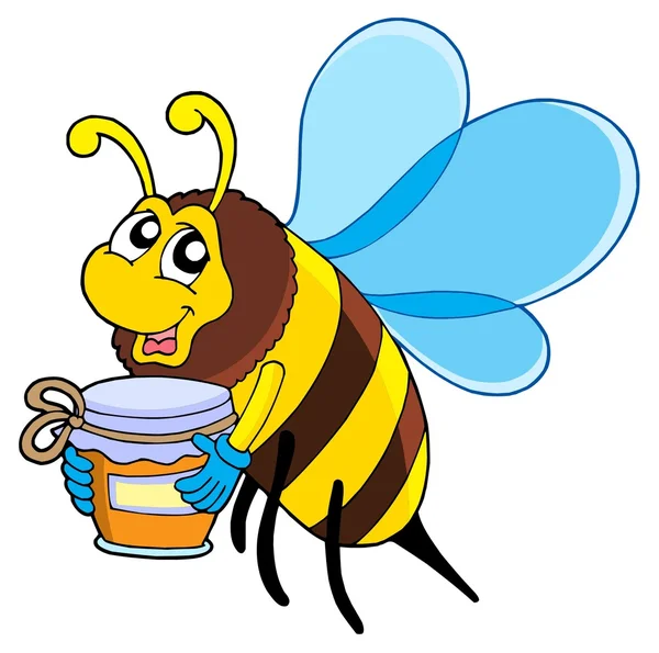 Linda abeja con miel — Vector de stock