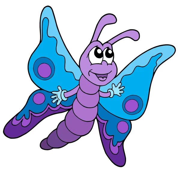 Linda mariposa azul y púrpura — Vector de stock