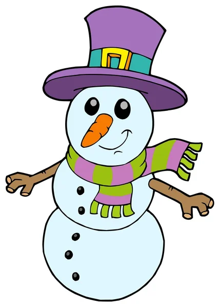 Cute cartoon snowman — Stock Vector