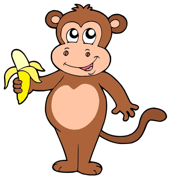 Χαριτωμένο πίθηκο με μπανάνα — Διανυσματικό Αρχείο