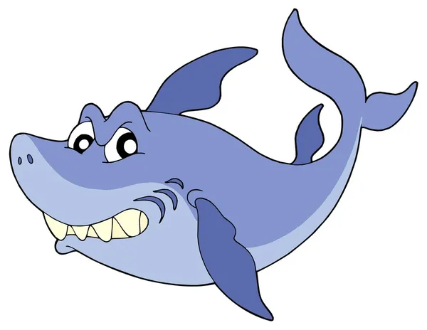 Lindo tiburón sonriente vector ilustración — Vector de stock