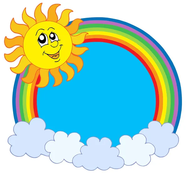 Милое солнце и радуга — стоковый вектор