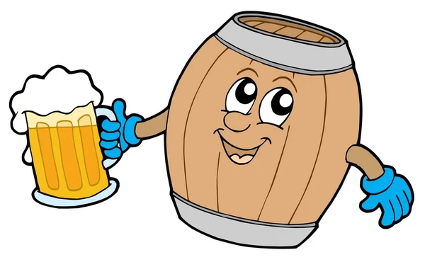 Cute wooden keg holding beer — Stock Vector