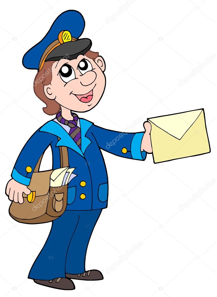 Cute postman with letter Stock Vector Image by ©clairev #2149387