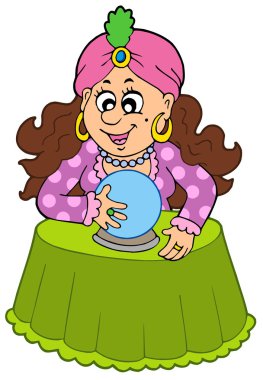 Fortune teller with crystal ball clipart