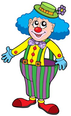 Funny clown in big pants clipart