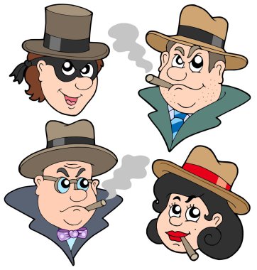 Gangester faces collection clipart