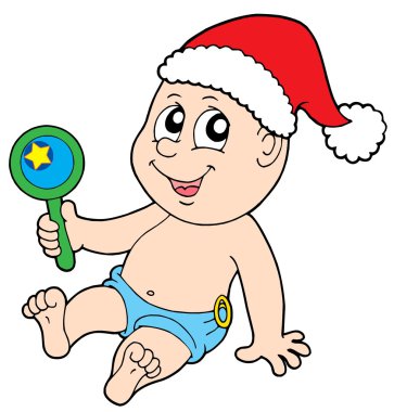 Christmas baby with rattle clipart