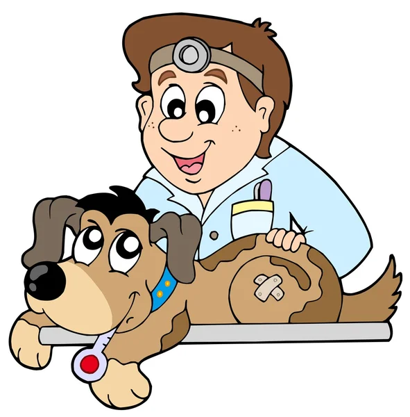 Собака у ветеринара — стоковый вектор