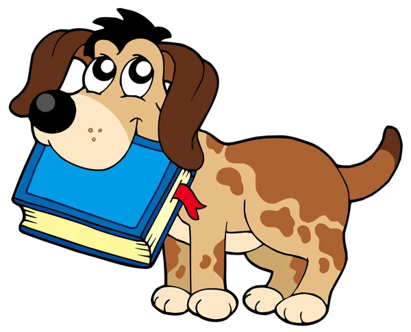 Dog holding book — Stock Vector