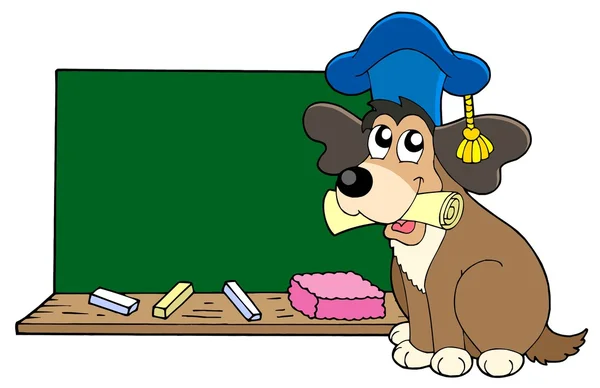 Δάσκαλος σκυλί με μαυροπίνακα — Διανυσματικό Αρχείο