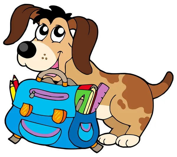 Pes s školní batoh — Stockový vektor