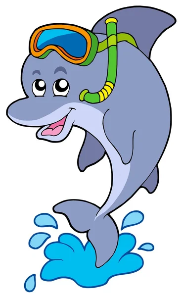 Plongeur avec tuba Dolphin — Image vectorielle
