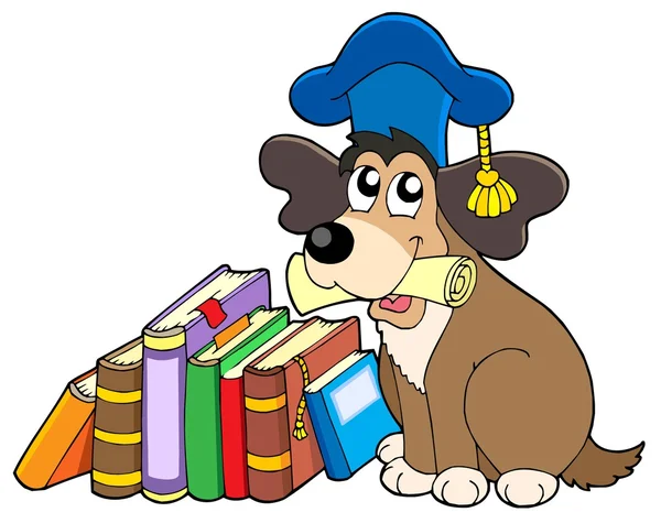 Hond leraar met boeken — Stockvector