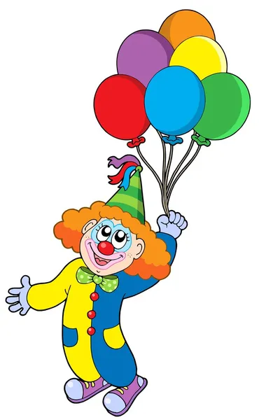 Clown volant avec ballons — Image vectorielle